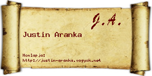 Justin Aranka névjegykártya