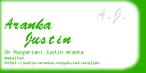 aranka justin business card